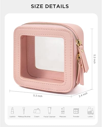 Image of Sunscreen Makeup Bags for Beach, TSA Approved Toiletry Bag with Zipper,Mini Clear Comestic Bag Car Organizer Travel Size Toiletries Travel Essentials Pink Car Accessories For Women (Mini-Pink)