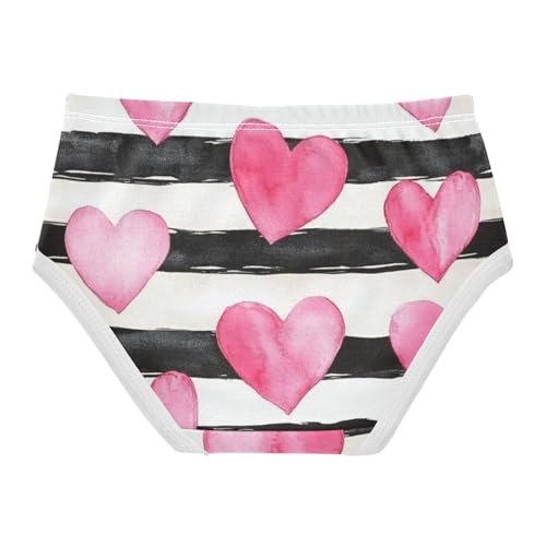 Girls' Cotton Panties Briefs Underwear for Girls Pink Striped Heart2