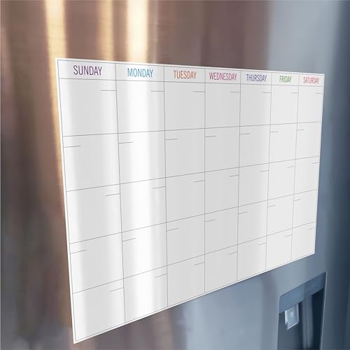 Image of WallDesign Daily Planner Monthly Calendar Whiteboard Fridge Magnet (16x12 Inch) - Dry Erase To Do List for Home, Family, Personal, Students - Organize & Complete Tasks On Time - Includes 3 Marker Pens