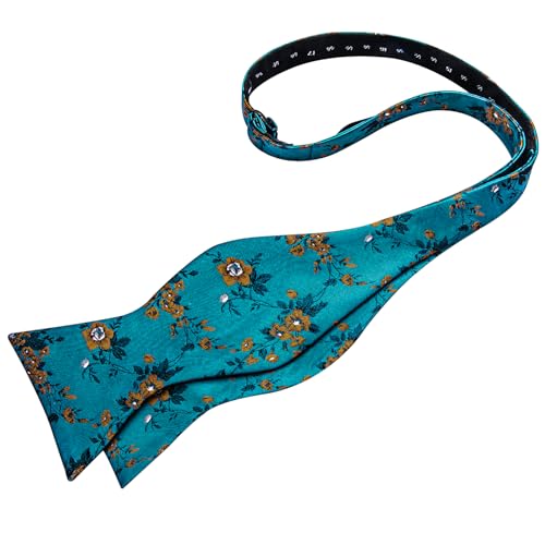 Image of DiBanGu Men Bow Tie Paisley Striped Self-Bow Tie for Men and Silk Woven Bowtie Pocket Square Cufflinks Wedding Party