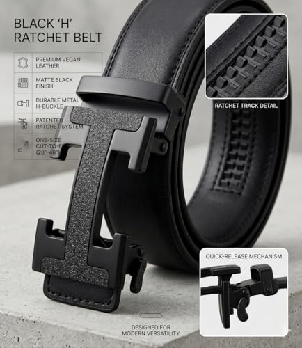 Image of WildHorn Men's Genuine Leather Belt for Men| Premium Auto-Lock Buckle | Adjustable up to 48 inch | Formal & Casual Wear | Micro-Adjust Fit | Stylish Gift Box Included