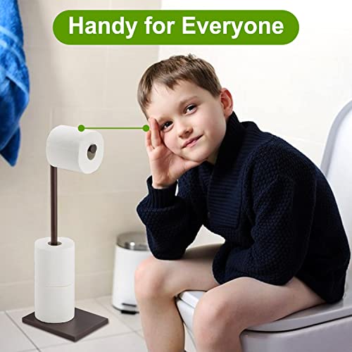 Toilet Paper Holder Stand With Reserve, Stainless Steel Free Standing Toilet Paper Holder Tissue Roll Holder For Bathroom, Oil Rubbed Bronze #TOP4