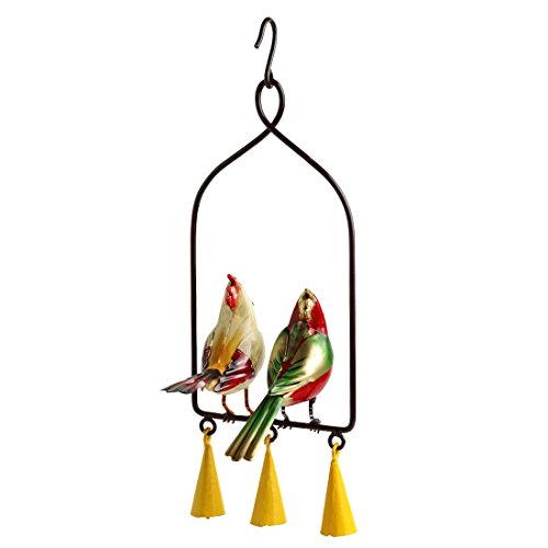 Image of ExclusiveLane The Couple KaraokeΓCO Hand-Painted Decorative Hanging Wind Chime in Metal -Wind Chimes for Home Positive Energy Balcony Home Decorative Items Wall Hanging Bells Decor for Living Room (EL-015-055)