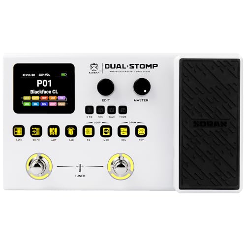 SORAN Dual Stomp Multi Effects Guitar Pedals, Rechargeable Multi Effects Processor with Expression...