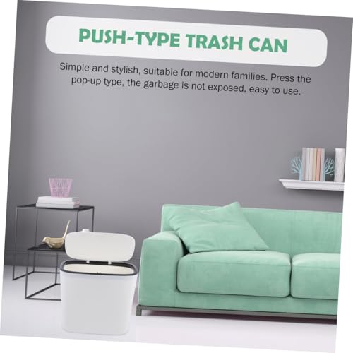 Caneca de basura rectangular blanca con tapa tipo push miniatura 5
