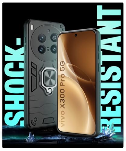 Image of WOW IMAGINE Shock Proof Back Case Mobile Cover for Vivo X300 Pro 5G | Back Cover Case (Tough Armor | Hybrid PC + TPU | Ring Holder & in-Built Kickstand | Black)