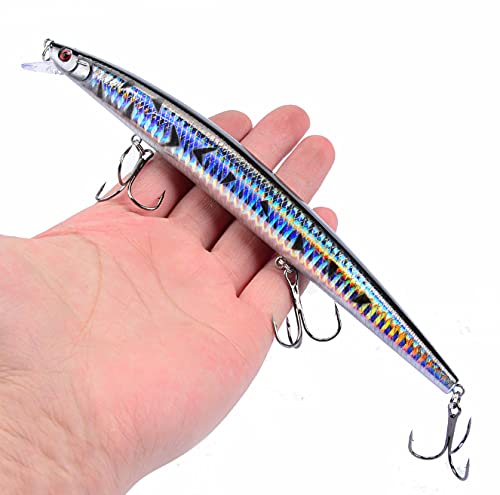 Set Esche Artificiali Wobbler - 5/10 Minnow Galleggianti Da 18cm Per Pesca Predatoria - Foto 4