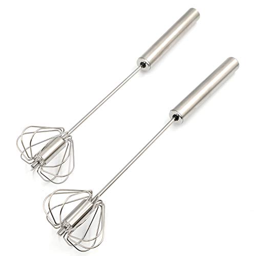 Mayata - Batidor de Huevo semiautomático de Acero Inoxidable, 2 Piezas, batidor Manual de Acero Inoxidable, batidor de Mano y Crema de Huevo Mezclador Cover