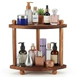 Corner Bathroom Counter Organizer, 2-Tier Bathroom Organizers and Storage, Wooden Vanity Perfume Organizer Makeup Countertop Shelf for Kitchen Dresser