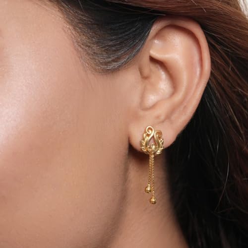 Image of ZAVYA 925 Sterling Silver Cubic Zirconia Circular Gold Plating Earrings | | Gift for Women and Girls | With Certificate of Authenticity and 925 Hallmark