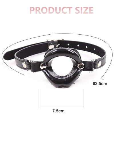 Image of Leather Restraints Ball Mouth Plug Silicone Bondage Ball Gag Open Mouth Gag Ball Gag Black Lips BDSM Toys Adjustable Strap Adult Toys Silicone Restraint Slave SM Game for Lover Couple(BO1)