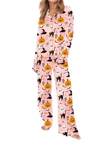 Image of SHESHOW Satin Pajamas Set for Women Set Long Sleeve Button Down Pjs Sets 2 Piece Loungewear Animal Sleepwear XS-XXL