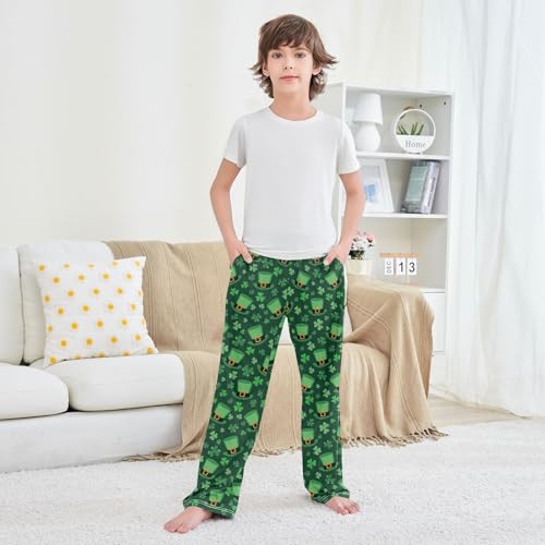 St Patricks Day Shamrock Hat Pajama Pants Wide Leg Pj Bottoms Lounge Comfy Soft Casual Sleep Pants 6