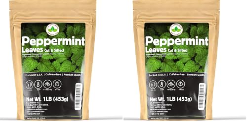 Image of Peppermint Tea 1LB (16Oz), Cut & Sifted | STRONG & FRESH | Non-irradiated, 200+ Cups, Peppermint Loose Leaf Herbal Tea (Mentha Piperita) | Mint Tea | Bulk 1 lb. Large Resealable Bag (Pack of 2)
