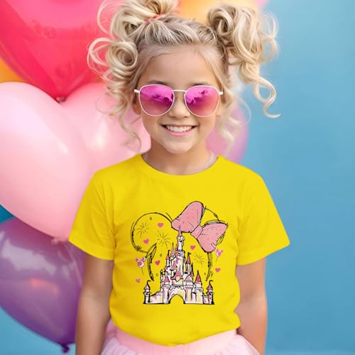 Image of Graphic Shirts for Girls Cute Bow T Shirt Kids Toddler Holiday Tshirt Vacation Trip Summer Tee Cotton Tops