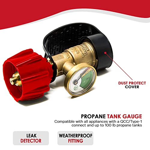 GasOne-50120-R-Propane-Tank-Gauge-Pressure-Meter-Allows-to-Connect-Regulator-New-Red-QCC