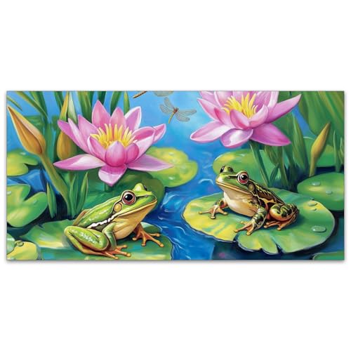 Image of 2ft x 4ft Fluorescent Light Cover Decorative Pond Frogs Lotus Ceiling Light Filters - Easy Setup for Classroom Office Hospitals Home Ceiling, Reduce Glare & Flicker