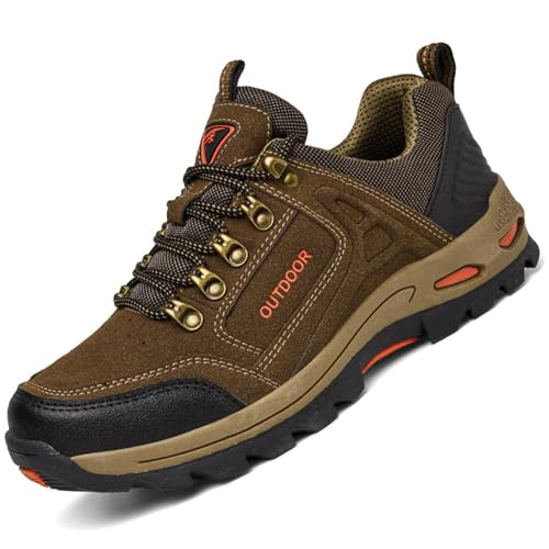 Men's Outdoor Waterproof Hiking Shoes Lightweight Non-Slip Trailing Trekking Sneakers for All Season Camping Walking Work Climbing Shoe (Khaki,10,Men,10)