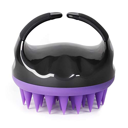 Heeta Shampoo Brush, Upgraded Wet and Dry Hair Scalp Massager Brush with Soft Silicone Hair Brush for Women, Men, Pets (Black/Purple)