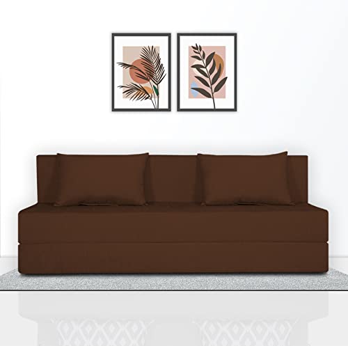 Image of Adorn India Easy 4 Seater Sofa Cum Bed (Alyn Pattern) Size 6' X 6' Ft (Brown Color) (1 Year Warranty)