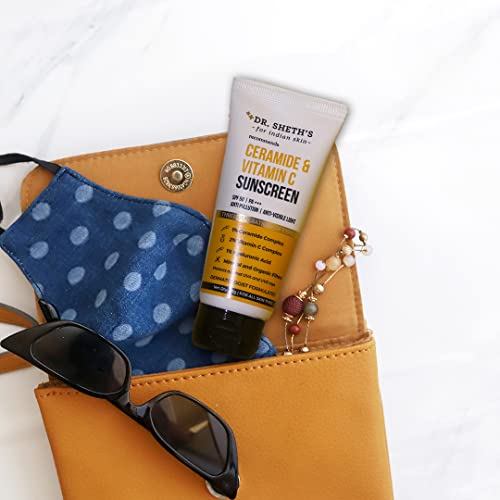 Dr. Sheth's Sunscreen SPF 50 Cream with Ceramide & Vitamin C for Oily, Sensitive, Dry Skin | For Intense Hydration | Non Greasy, Quick Absorbing | Zero White Cast | PA+++ | For Women & Men | 50g - Image 6