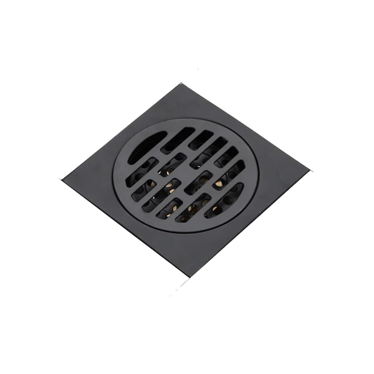 Drain Cover Black Bathroom Square Shower Drain Floor Drainer Trap Waste Grate Round Cover Hair Strainer(Black 1)