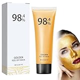 Mascarilla despegable de lámina dorada: mascarilla facial de oro 98,4%, mascarilla facial despegable dorada, mascarilla facial antiarrugas y antienvejecimiento, limpieza profunda de la piel, removedor