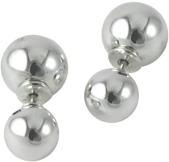 apop nyc 925 Sterling Silver Double Sided Round Ball Stud Earrings, Sizes
