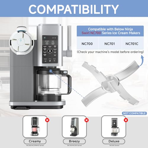 Image of Replacement Paddle Compatible with Ninja Swirl Creami NC701 Series Ice Cream Makers,Replacement Parts Blade for Ninja Creamy Soft Serve NC701 NC701C