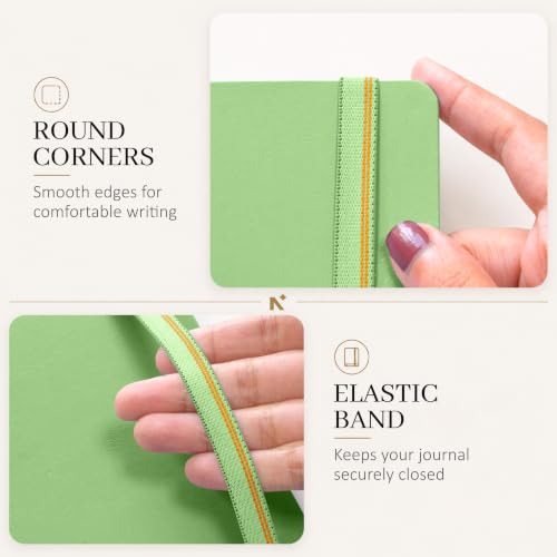 Image of NEORAH -A5 DOTTED | 368 Pages - 110 Gsm | PAGE A DAY JOURNAL (21x14.8 cm)-Hardcover Dot Grid Notebook |Back Pocket |3 Silk Book Mark - Completely HANDMADE for Journaling,writing - LIGHT GREEN