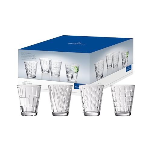 Villeroy & Boch - Dressed Up Wasserglas Set 4 teilig 310 ml, Spülmaschinenfest, Besondere Trinkgläser im Set, Gläser Set Wasser, Trinkglas Set, Saftgläser 4er Set, Wassergläser Set, Kristallglas