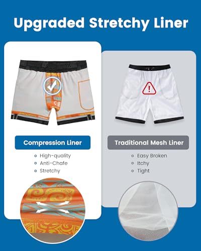 Image of maamgic 5inch Mens Swim Trunks with Compression Liner 2-in-1 Swimming Shorts Stretch Quick Dry with Zipper Pockets
