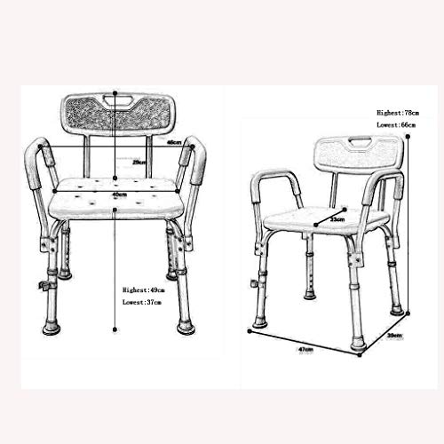 Chaise de douche et tabouret de baignoire ajustable avec barre d'appui - 3