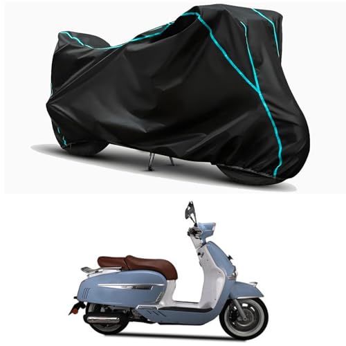 Image of Waterproof Bike Body Cover Compatible for | Keeway Sixties 300i Light | Taffeta Fabric, Sky Piping Design, Bottom Elastic Fit | Dustproof, Sun UV & Rain Protection for All Weather.