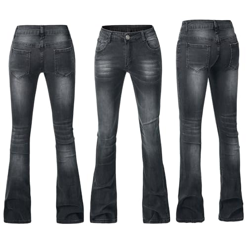 Andongnywell Bell Bottom Jeans for Women Mid Rise Flare Jeans 90s Bootcut Trouser Plus Size Basic Wide Legs Denim Pants4