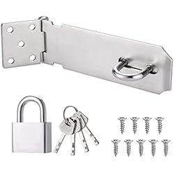 Candado Para Closet Candado Cerrojo de Acero Inoxidable 4 Pulgadas, Cerrojo de Candado de Alta Resistencia Cerrojo Puerta de Acero Inoxidable Cerradura Seguridad para Puertas/Armarios/Ventanas