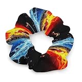 VAFZASC Women's Daily Wear Satin Scrunchies Water Fire Saxophone, Soft Hair Bands Ponytail Holders for Work Wedding Travel