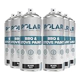 Polar BBQ & Stove Spray Paint - Matte Black - 6 x 13.5 Fl Oz - Heat Resistant Barbeque Paint - Up to 1200°C - Garden BBQ, Stoves, Firepits, Fireplaces & Metal Surfaces - Indoor & Outdoor