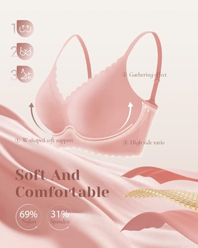 Image of 3-Pack Wireless Womens Bras No Underwire Seamless Jelly Bra Light Support Pullover Bralette Ultra Comfort Tshirt Bra