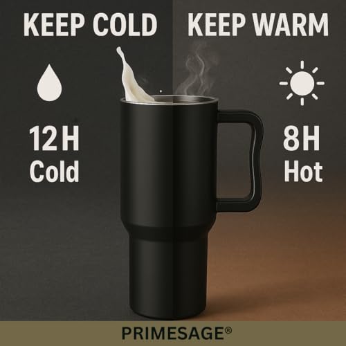Image of PRIMESAGE Tumbler with Straw Sipper Water Bottle for Adults Sipper Tumbler Bottle Sipper Bottle with Straw Insulated Tumbler Tumblers | 1200ml Black
