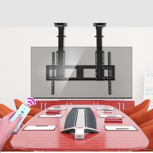 Soporte de Techo eléctrico para TV - Soporte de Suelo para TV LCD, Soporte telescópico eléctrico de elevación automática con Control Remoto e Interruptor, para televisores Planos y curvos de
