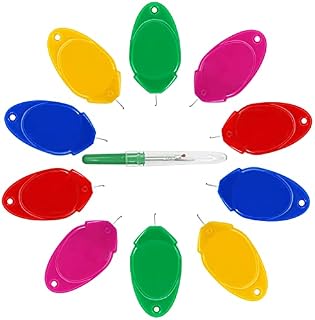 SONGTIY 10PCS Needle Threader for Hand Sewing, Simple Threader for Small Eye Needles, Premium Plastic Leaf Shaped Needle Threaders for Sewing Machine DIY Embroidery