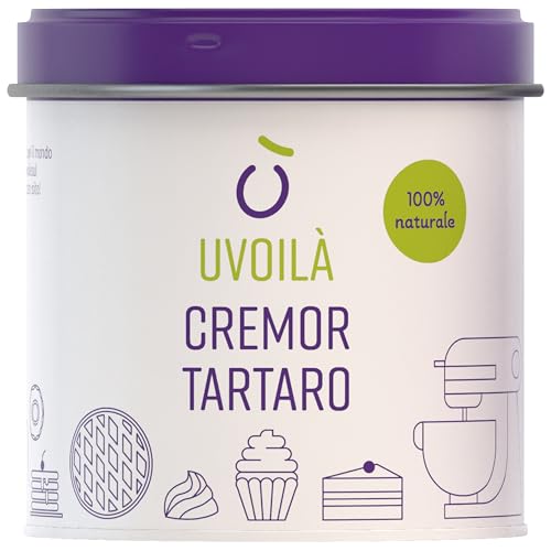 Uvoilà - Cremor Tartaro – Agente Lievitante derivato dall’Uva – Vegan Friendly - Senza Glutine – 125g - 100% Made in Italy