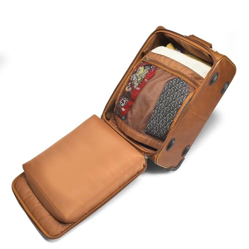 Hammacher Schlemmer The Rolling Leather Laptop Carry On - Tan3