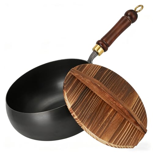 Japanese Cast Iron Pot, Multifunctional Uncoated Non-Stick Cast Iron Wok with Lid, for Cooking, for Induction, Gas & Electric St