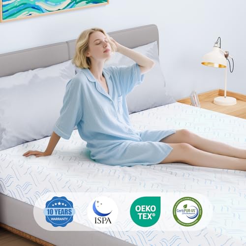 Image of Twin Mattress,Cooling Gel Memory Foam Mattress Medium Firm, with Removable Cover, Bed in A Box,Made in the USA,Support Cool Night Sleep & Pressure Relief,White(10 in, Twin-75 inch*39 inch*10 inch)