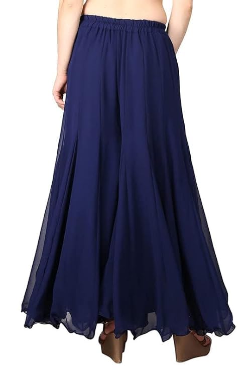 Image of Kvish Regular Loose Fit Solid Colour Georgette Flared Sharara Palazzo for Women