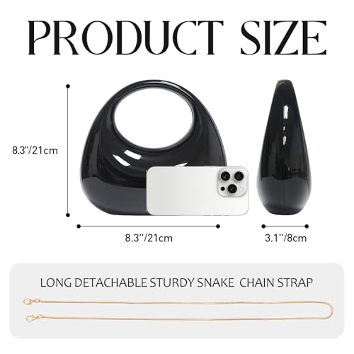 Image of Acrylic Evening Handbags for Women Unique Moon Shape Clutch Purse Top-handle Hobo Bag for Wedding Party Cocktail