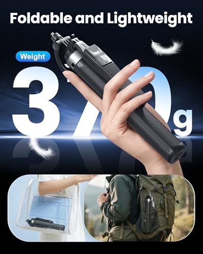 Image of 71 inch Selfie Stick Tripod with Reinforced 4-Leg Tripod Stand for Phone, 360 Rotatable Handle, Rechargeable Fill Light & BT Remote. Aluminum Alloy Ultimate Stabilitya for Smartphones, GoPro