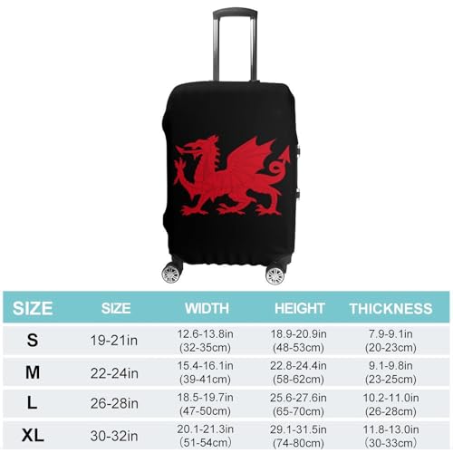 Flag Of Wales Welsh Cool Dragon Travel Luggage Cover Suitcase Protector Fits 19-32 Inch Case S2